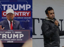 Donald Trump and Vivek Ramaswami as he drop out of election and promote Trump